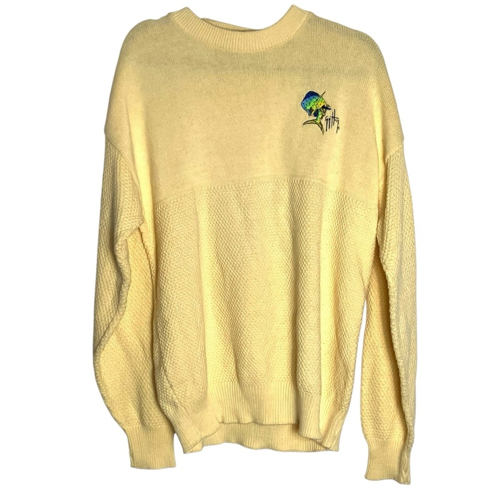 VINTAGE Andrew Rowan‎ Cotton Fisherman Sweater Large Guy Harvey Fish Logo